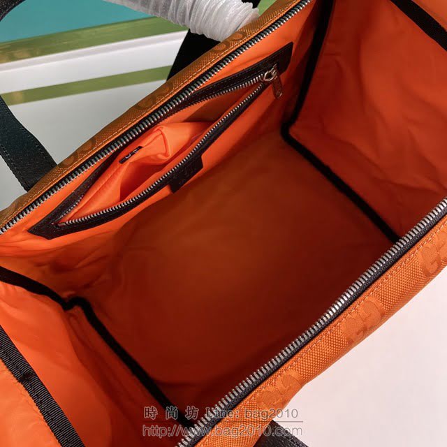 Gucci古馳包包 G家新款旅行袋 630350 古奇男士手提肩背旅行包 橙布 gdj1417